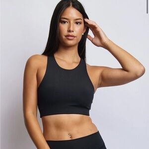 NWOT Urthwear Ecomoss High Neck Racerback Sports Bra in Raven Black Sz M